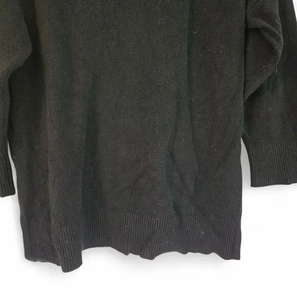 Tahari Woman Black Ribbed Hem High-Low Sweater Crew Neck Large - Picture 6 of 9